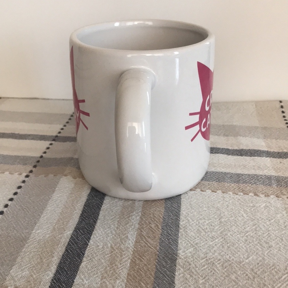 Big Mouth Crazy Cat Lady Cat Paw Coffee Tea Ceramic Mug White Pink 20oz Drink - Picture 5 of 11